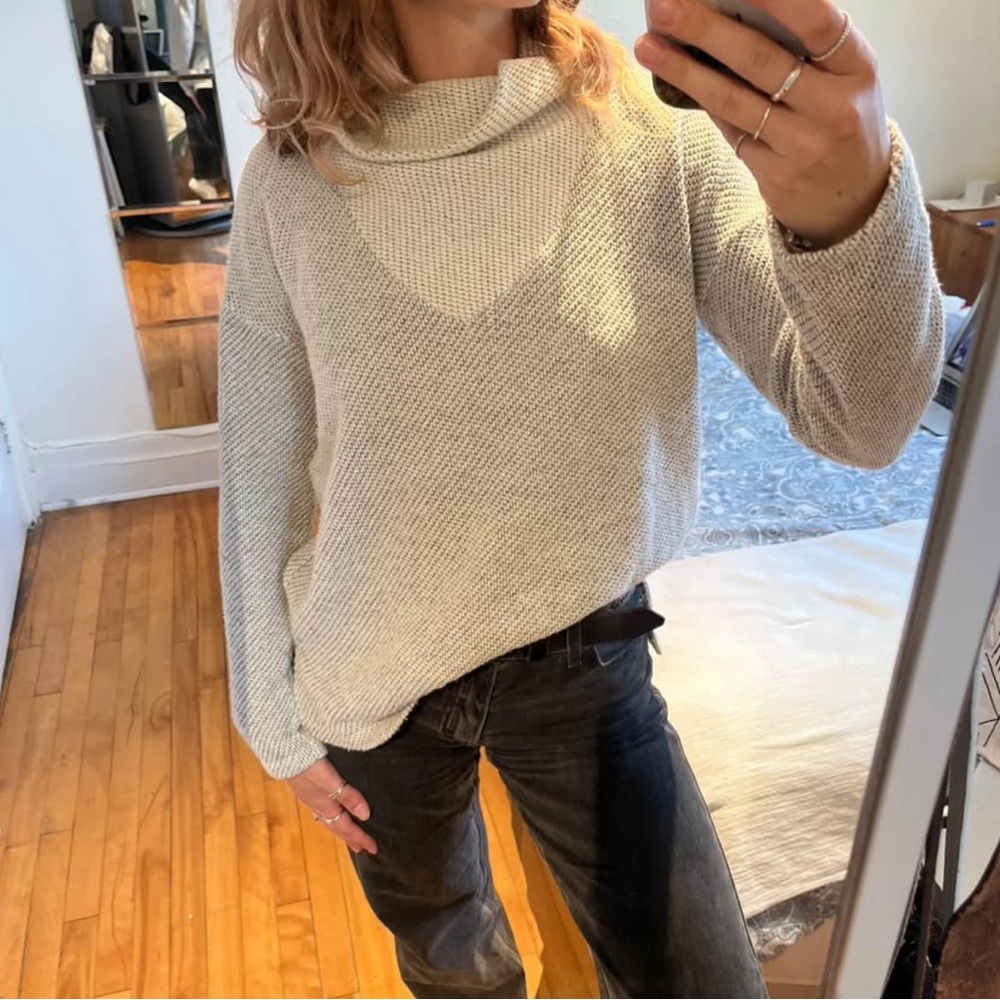 Geometric Cream Knit Sweater